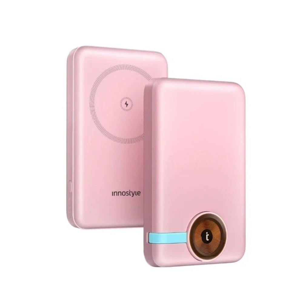 Innostyle Magnetic Wireless iPhone and iWatch Charger 2 in 1, 10000mAh - Pink